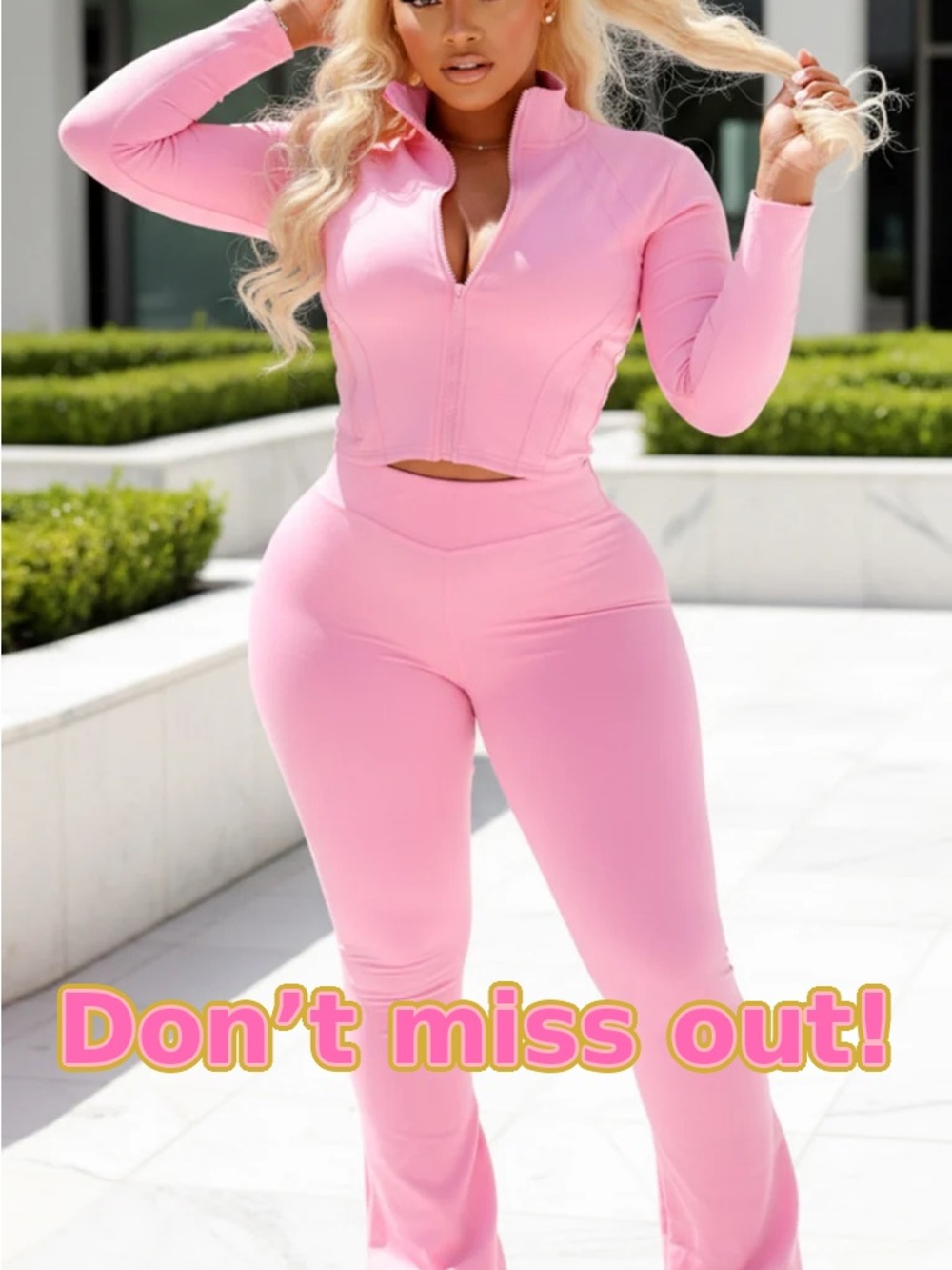 Women’s Pink Zip-Front Active Jumpsuit